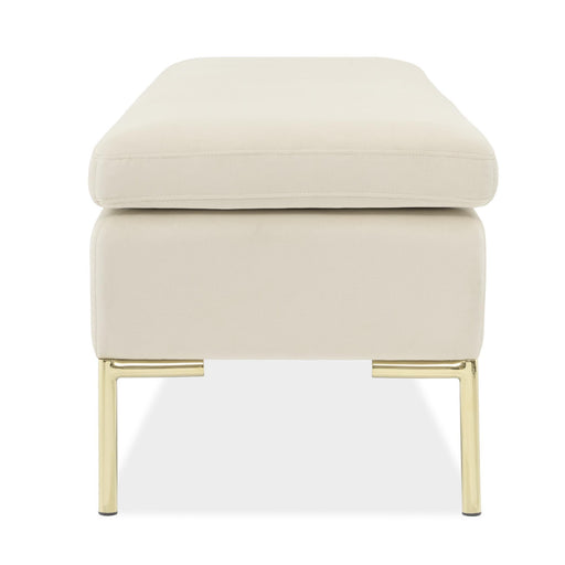 Signature Beds & Benches - Zennia Velvet Accent Bench - Ivory / Gold - R&R Furniture Gallery (Fountain Valley, CA)
