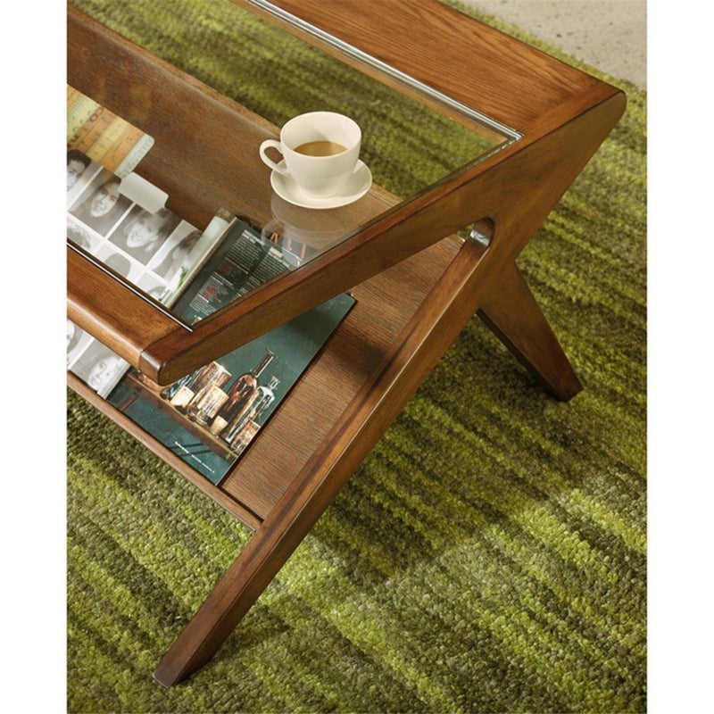 Coffee Table With Tempered Glass Top - Walnut - R&R Furniture Gallery (Fountain Valley, CA)