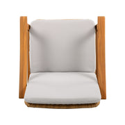Set of two Noble House outdoor dining chairs with metal frames and woven seats, ideal for patio or garden dining setups.