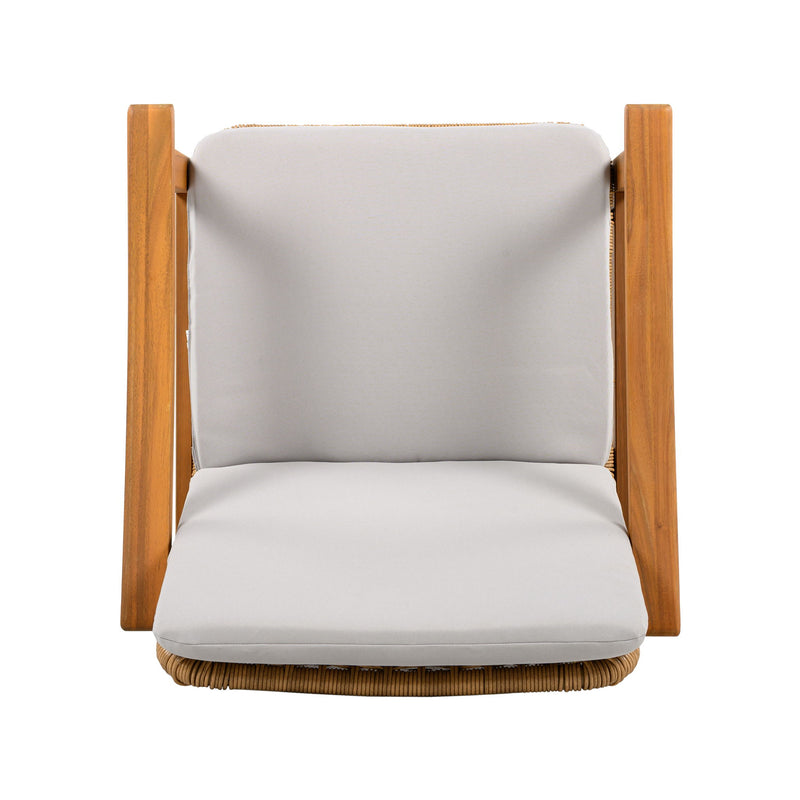 Set of two Noble House outdoor dining chairs with metal frames and woven seats, ideal for patio or garden dining setups.