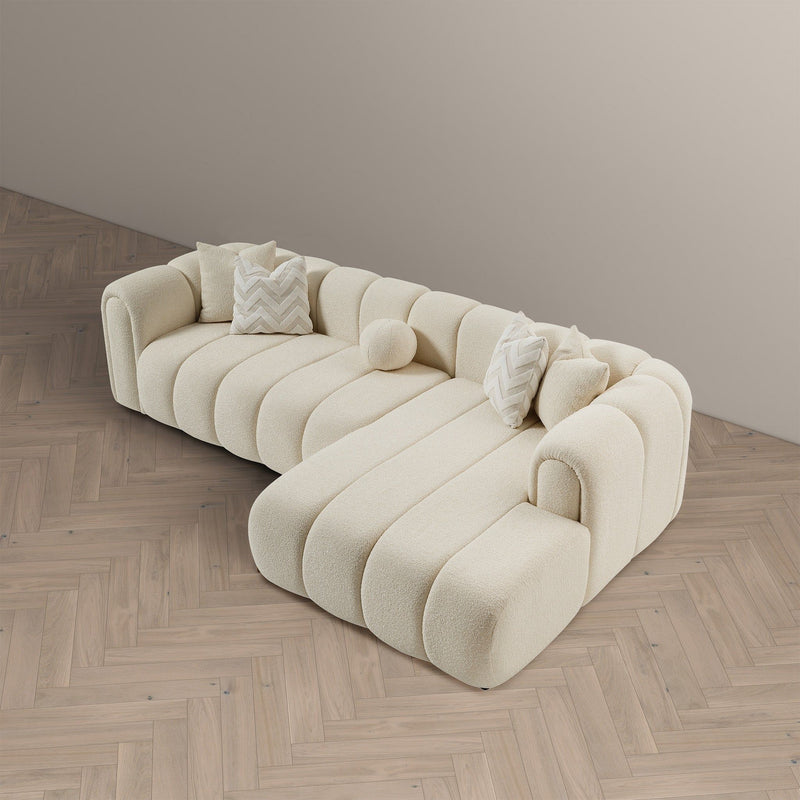 Beatrice - Modern Tufted Right Sectional Sofa - Ivory - R&R Furniture Gallery (Fountain Valley, CA)