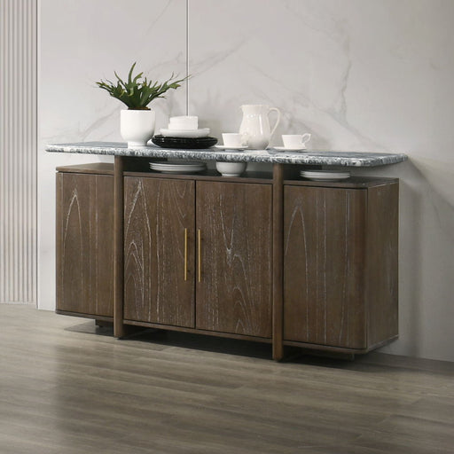 Dillon - Server With Marble Top - Natural / Walnut - R&R Furniture Gallery (Fountain Valley, CA)