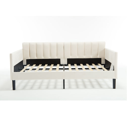 Elena - Boucle Upholstered Daybed, Ribbed Tufted Backrest - R&R Furniture Gallery (Fountain Valley, CA)