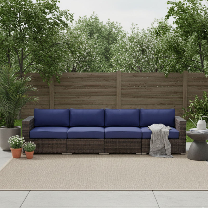 Luxurious Wicker Patio Sectional With Weather Resistant Sunbrella Cushions - R&R Furniture Gallery (Fountain Valley, CA)