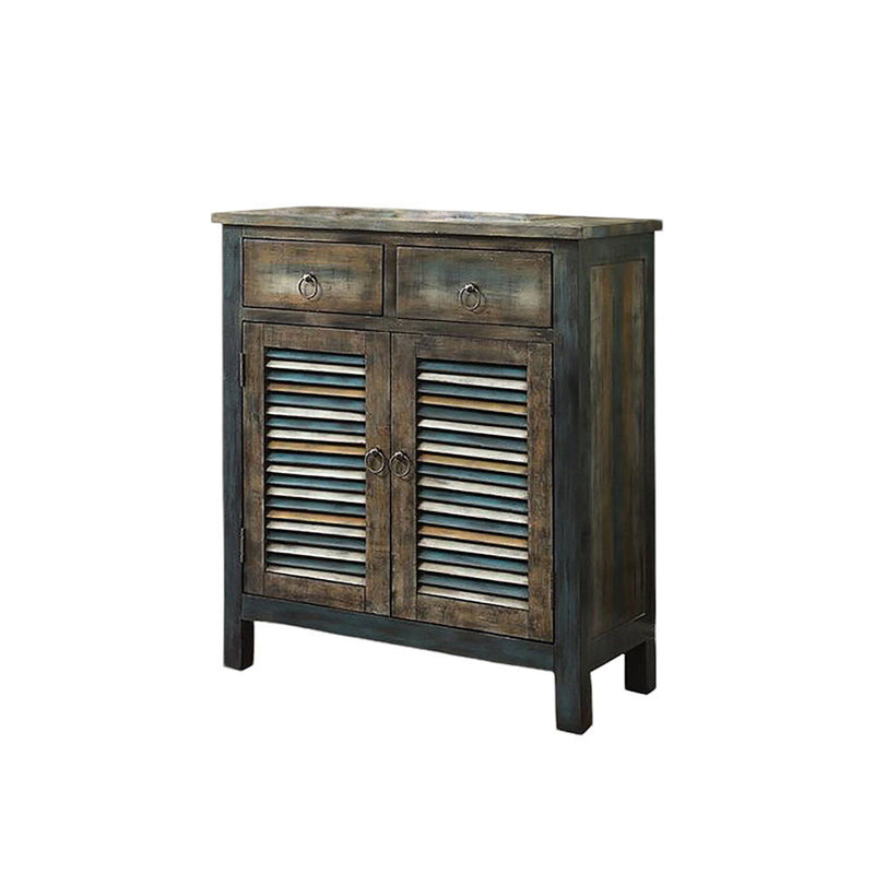Glancio - Console Cabinet - Antique Oak & Teal - R&R Furniture Gallery (Fountain Valley, CA)