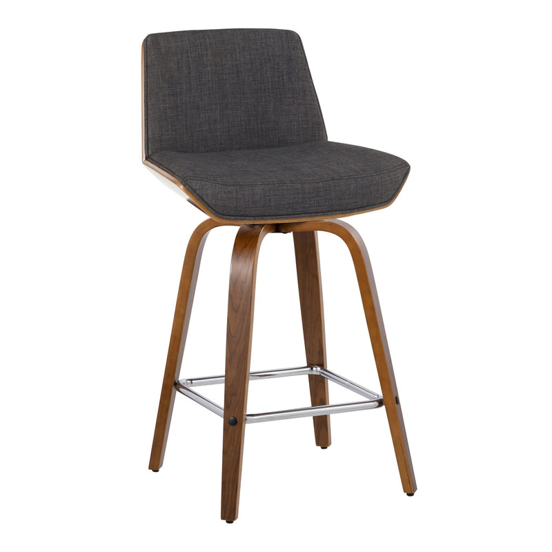 Lumi Source Corazza mid-century modern fixed height counter stool set with swivel, square footrest, and stylish design.