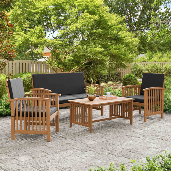 Kyushu - Table + Loveseat, Black/Natural