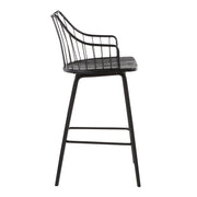 Lumi Source Winston farmhouse counter stool with wooden seat and metal legs, 24-27 inch height, rustic style.