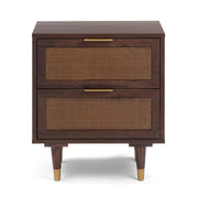 TOV Furniture Sierra accent nightstand with a sleek wood finish and modern design, featuring a drawer and open shelf.