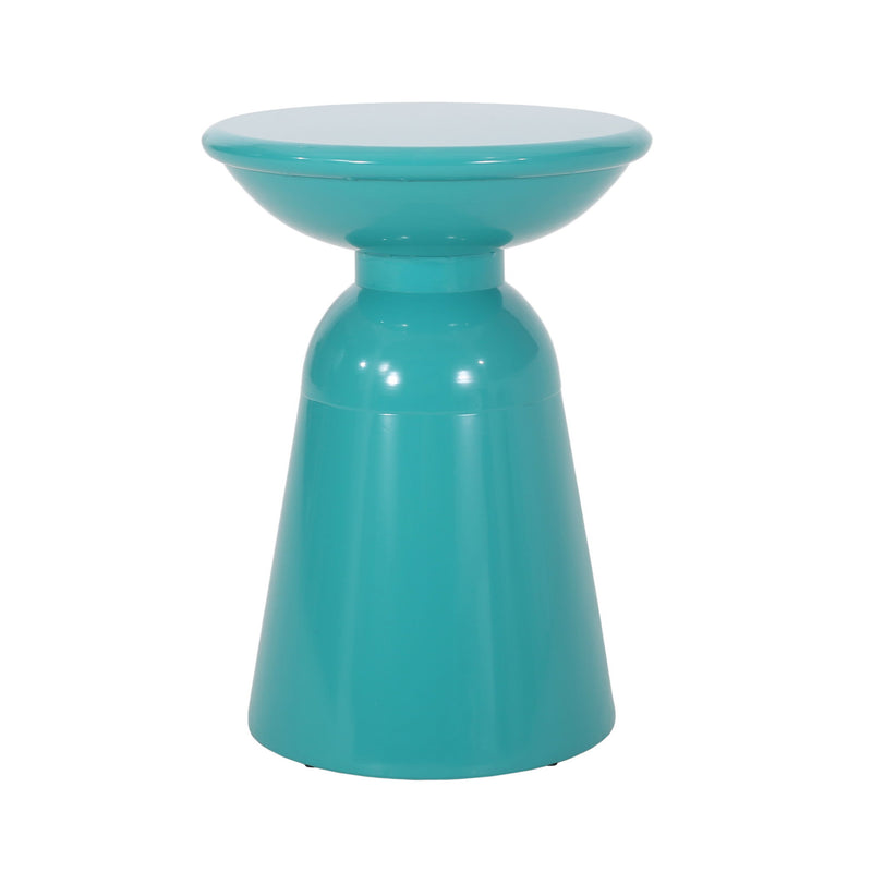 Modern outdoor metal end table by Noble House, featuring a large, sleek design with a sturdy metal frame and contemporary style.