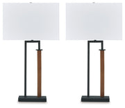 Voslen - Metal Table Lamp (Set of 2) - Black / Brown - R&R Furniture Gallery (Fountain Valley, CA)