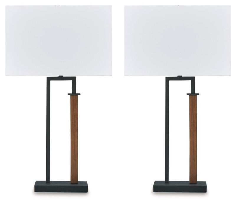 Voslen - Metal Table Lamp (Set of 2) - Black / Brown - R&R Furniture Gallery (Fountain Valley, CA)