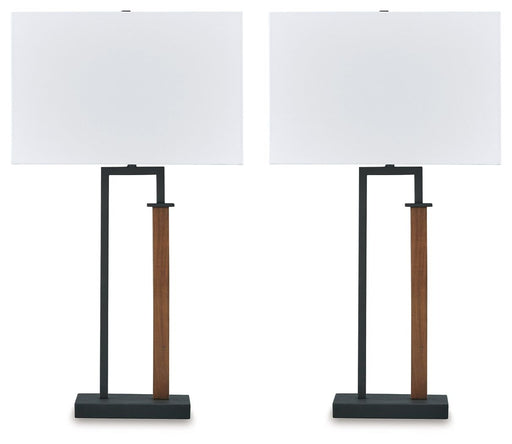 Voslen - Metal Table Lamp (Set of 2) - Black / Brown - R&R Furniture Gallery (Fountain Valley, CA)