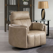 Elison - Motion Glider Recliner With Swivel - Dark Beige Polish Microfiber - R&R Furniture Gallery (Fountain Valley, CA)