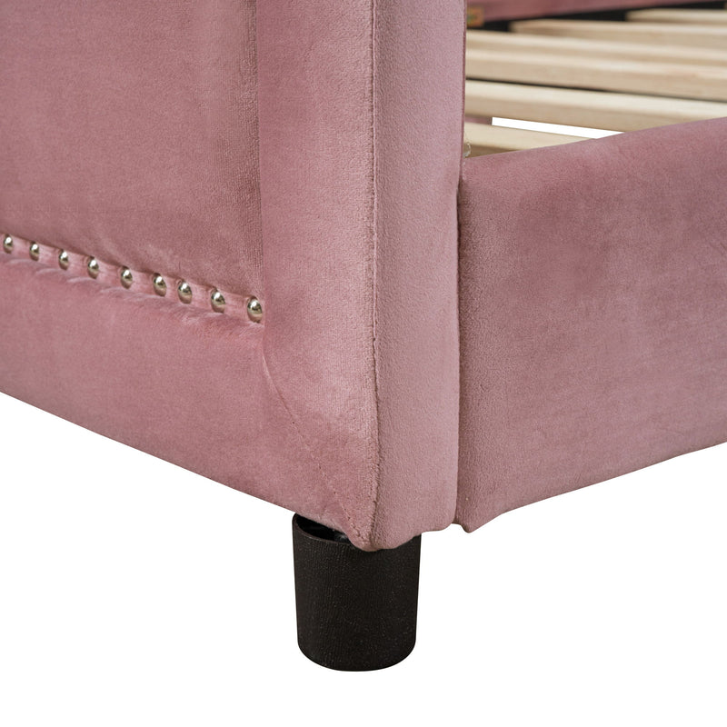 Upholstered Daybed With Classic Stripe Shaped Headboard - R&R Furniture Gallery (Fountain Valley, CA)