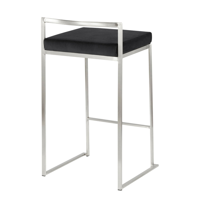 Lumi Source Fuji contemporary elegant stackable counter stool set with sleek modern design and wooden seats on metal frames.