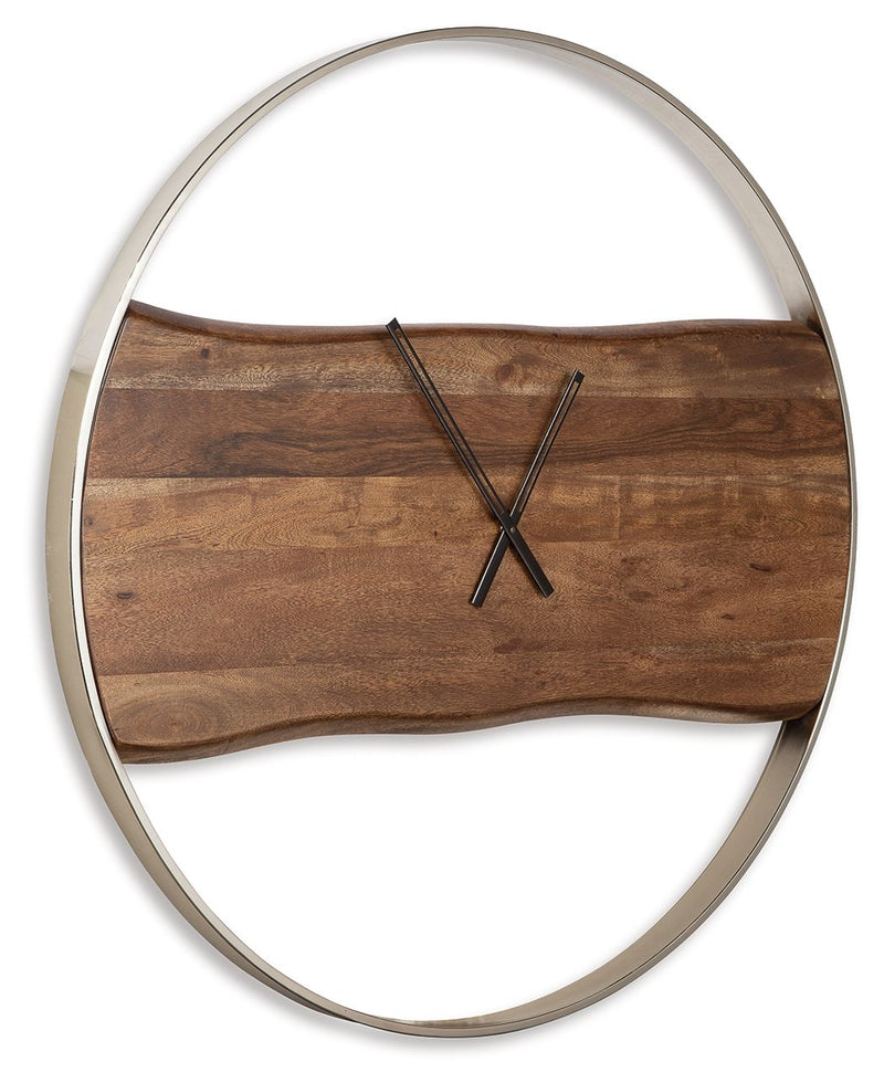 Panchali - Wall Clock - Brown / Silver Finish - R&R Furniture Gallery (Fountain Valley, CA)