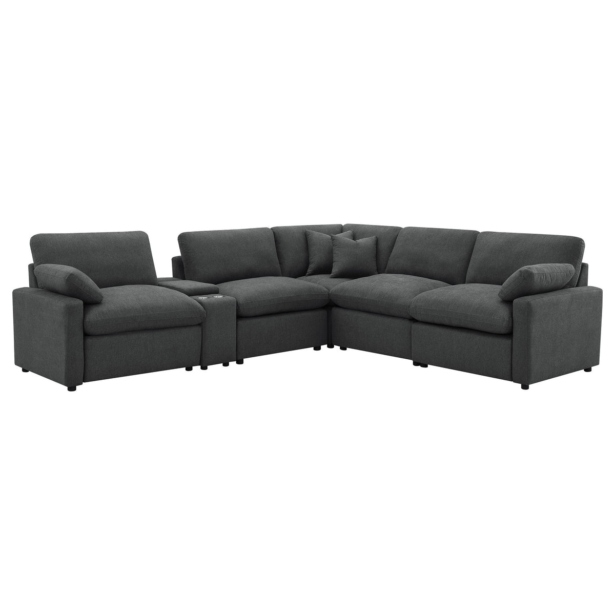 Hollander - 6 Piece Modular Power Reclining Sectional - Dark Gray