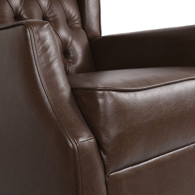Amedou - Contemporary Tufted Wingback Rocking Chair - Dark Brown - R&R Furniture Gallery (Fountain Valley, CA)