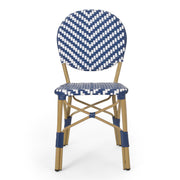 Outdoor Rattan And Aluminum French Armless Bistro Chairs Set - Navy Blue - R&R Furniture Gallery (Fountain Valley, CA)