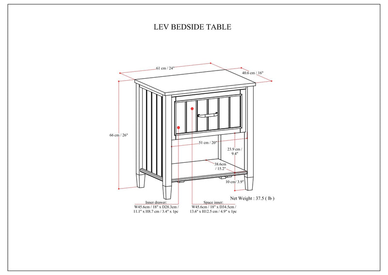 Lev - Bedside Table - Smoky Brown - R&R Furniture Gallery (Fountain Valley, CA)