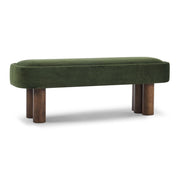 Indoor upholstered dining bench by Noble House with padded seat and wooden legs, ideal for kitchen or dining room seating.
