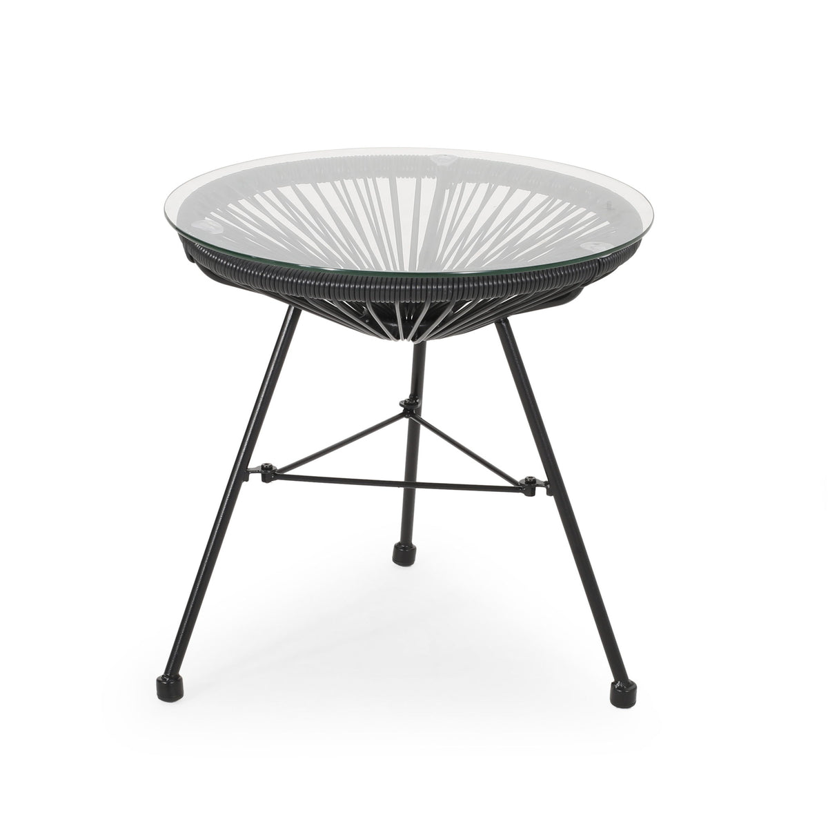 Nusa - Modern Rattan Side Table With Tempered Glass Top