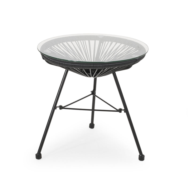Nusa - Modern Rattan Side Table With Tempered Glass Top - R&R Furniture Gallery (Fountain Valley, CA)