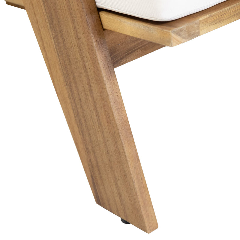 Outdoor acacia wood club chairs with beige cushions, set of 2, by Noble House, featuring teak finish and comfortable seating.