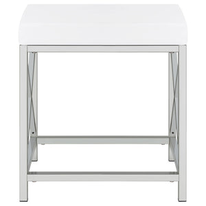Hamlin - Makeup Vanity Table With Lighted Mirror And Padded Stool - White