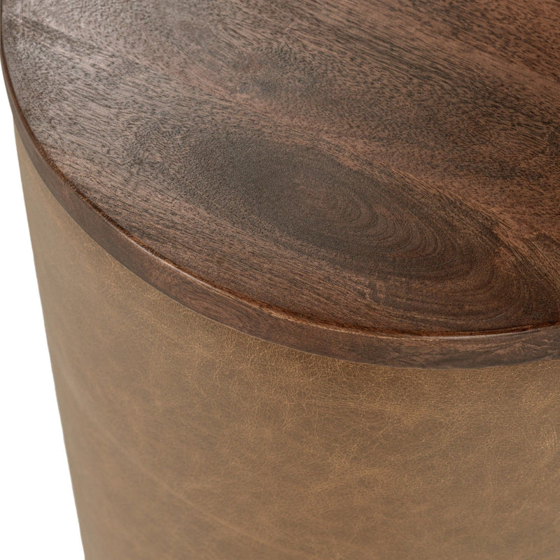 Classic Home Andra accent table with a sleek wooden top and metal legs, ideal for modern living spaces.