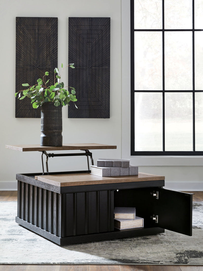 Rylandyn - Lift Top Cocktail Table - Black / Light Brown - R&R Furniture Gallery (Fountain Valley, CA)