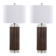 Cylinder - Fluted Contemporary Table Lamp (Set of 2) - Brown / Clear / White - R&R Furniture Gallery (Fountain Valley, CA)