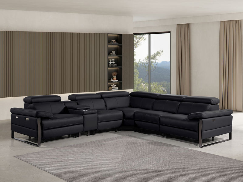1246 - 6-Piece L-Shaped Modular Power Reclining Sectional With 3 Power Recliners And Power Headrests - R&R Furniture Gallery (Fountain Valley, CA)