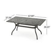 Celestine - Outdoor Cast Aluminum Dining Table With Floral Lattice Design And Umbrella Holder - R&R Furniture Gallery (Fountain Valley, CA)