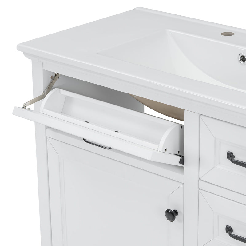 36" Bathroom Vanity With Sink, 2 Tip-Out Drawers, Soft Close Hinges - R&R Furniture Gallery (Fountain Valley, CA)