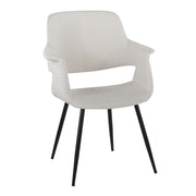 Set of 2 Lumi Source vintage flair art deco accent chairs with black metal legs, upholstered in blue or cream fabric.