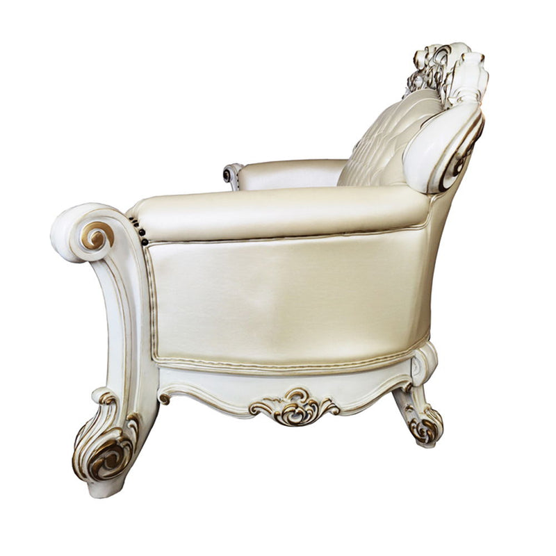 Vendome - Sofa With 5 Pillows - Champagne Synthetic Leather & Antique Pearl - R&R Furniture Gallery (Fountain Valley, CA)
