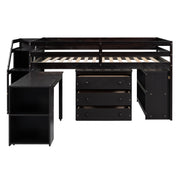 Loft Bed With Retractable Writing Desk And 3 Drawers With Storage Stairs And Shelves - R&R Furniture Gallery (Fountain Valley, CA)