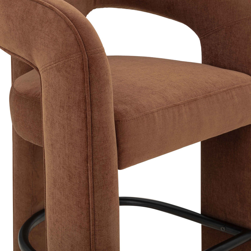 TOV Furniture Malone counter height stool with wooden seat and metal legs, suitable for kitchen or bar area.