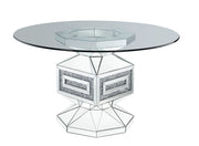 Noralie - 30" Dining Table - Clear Glass, Mirrored & Faux Diamonds - R&R Furniture Gallery (Fountain Valley, CA)