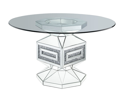 Noralie - 30" Dining Table - Clear Glass, Mirrored & Faux Diamonds - R&R Furniture Gallery (Fountain Valley, CA)