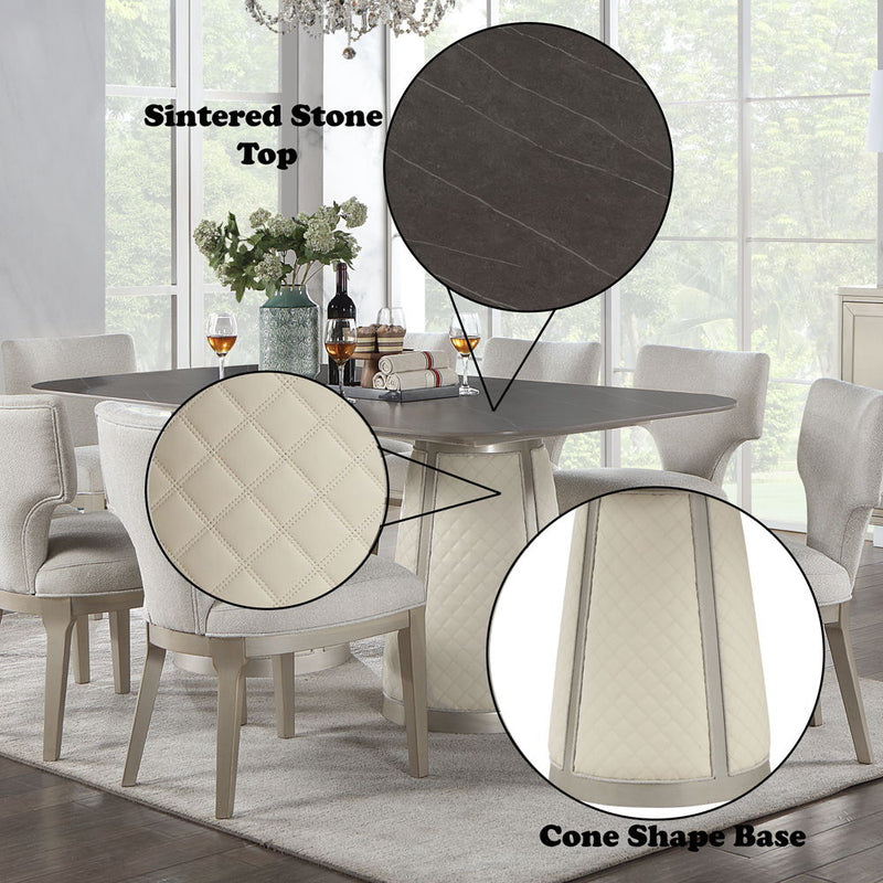Kasa - Dining Table - Sintered Stone Top & Champagne - R&R Furniture Gallery (Fountain Valley, CA)