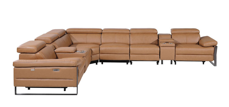 1246 - 8-Piece L-Shaped Modular Power Reclining Sectional With 3 Power Recliners And Power Headrests