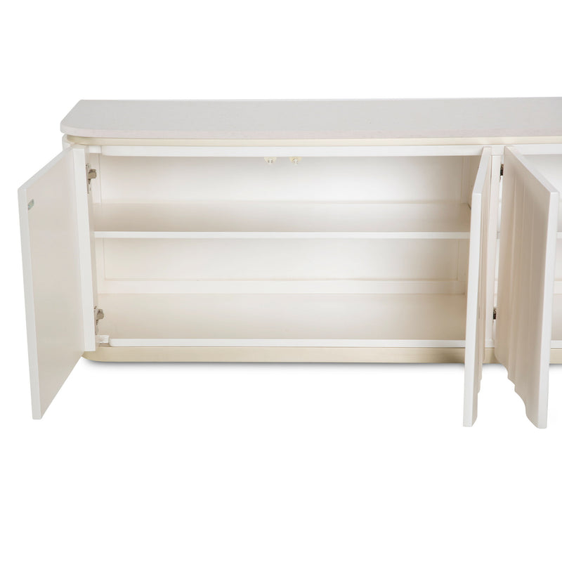 London Place - Media Cabinet - Creamy Pearl - R&R Furniture Gallery (Fountain Valley, CA)