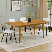 Contemporary Simpli-Home Colby dining table with sleek wooden surface and sturdy legs, ideal for modern dining rooms.