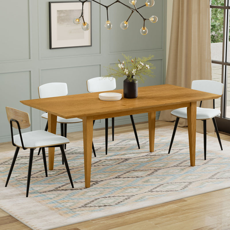 Contemporary Simpli-Home Colby dining table with sleek wooden surface and sturdy legs, ideal for modern dining rooms.