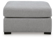 Benchcraft Lakepoint oversized accent ottoman in nickel finish, showing a plush cushioned top and modern design.
