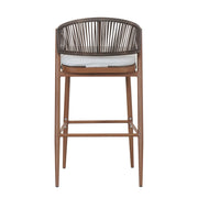 Outdoor Bar Height Metal Frame Counter Stools With Scallop Shaped Backrest & Water Resistant Cushions - R&R Furniture Gallery (Fountain Valley, CA)