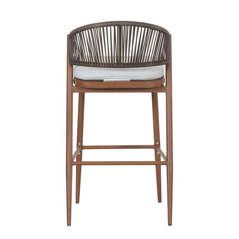 Outdoor Bar Height Metal Frame Counter Stools With Scallop Shaped Backrest & Water Resistant Cushions - R&R Furniture Gallery (Fountain Valley, CA)